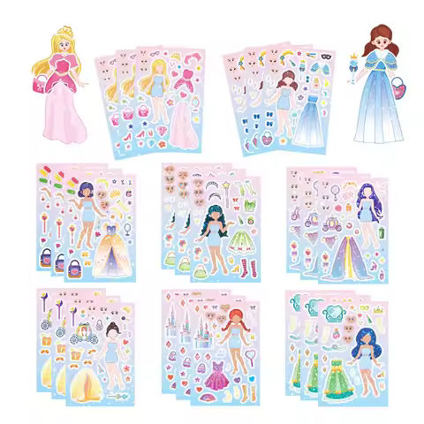 8PCS/Set DIY Stickers Puzzle Face Changing Stickers Animal Assemble Game Montessori Cognition Educat