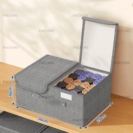 PACKONE กล่องเก็บของ กล่องผ้า2ช่อง กล่องเก็บของพับเก็บได้ กันน้ํา กันฝุ่น กล่องเก็บเสื้อผ้า กล่องอเนกประสงค์