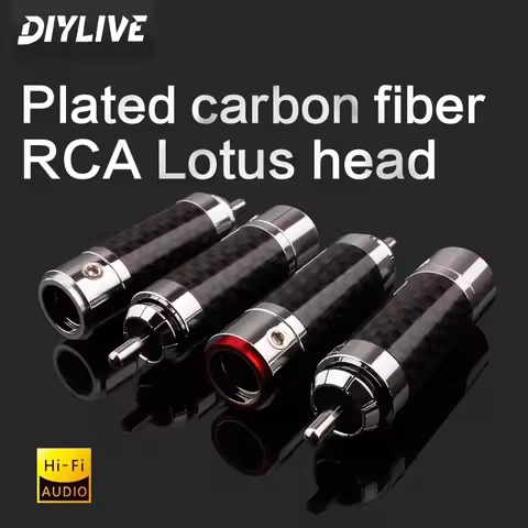 DIYLIVE 4-Piece FuruTECH CF-102(R) Carbon Fiber Rhodium-Plated RCA Lotus Head Audio Cable Terminals 