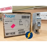Hager MCB MY163E 63Amp 1Pole 4.5kA