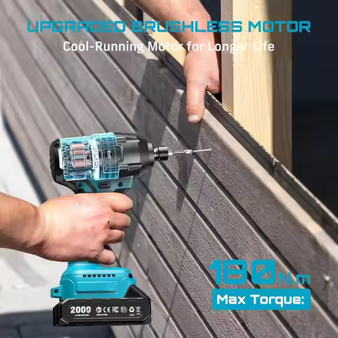 Seesii S531 Cordless Impact Driver Kit 21V Max Torque 1590 In-lbs(180 N.m) Impact Driver Set with Tw