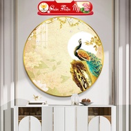 Round Crystal Mirror Painting TRUTH AND BEAUTY, Peacock Room Wall Decor TG-T1-031