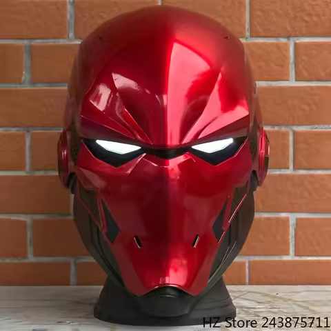 Red Helmet 3D Printed Helmet 1:1 Wearable Replica Based on The Red Hood Ronin Helmet with LED Eyes F