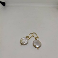 24k gold plated freshwater coin pearl earrings