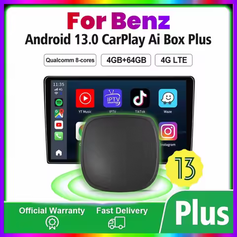 Android 13 CarPlay Ai Box 4+64G Wireless Android Auto 4GLTE GPS For YouTube Netflix For Benz A C E S