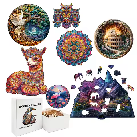 Unique 3D Animal Wooden Puzzle for Adult Kids Jigsaw Puzzles Toys A3 A5 Size Wooden Puzzle Gifts Toy