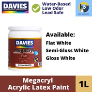 Davies Megacryl Premium Latex Paint 1 Liter Flat / Semi-Gloss / Gloss Latex White Water-Based Paint