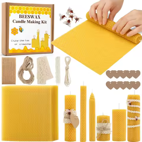 Beeswax DIY Candle Making Kit Candle Making Supplies 8in Beewax Sheets with Cotton Wick Bee Ornament