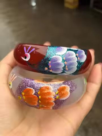 Natural Jade Bracelets Colored Drawing Peacock and Flower Bracelets Chalcedony Bangles Gift For Wome