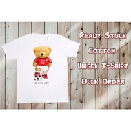 Cartoon Printing Casual Short Sleeve T-Shirt *Cotton* BR076 "Cute Bear Series" Adult & Kids *Unisex*