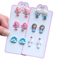 3pair/set Colorful Frozen Theme Earclip Set for Kids Girls Princess Accessories for Dress up Party Gift for Girls