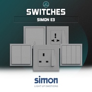[𝐒𝐈𝐑𝐈𝐌] SIMON E3 Series Silver Switches & Socket Suis Lampu Rumah Kelabu Grey Socket Plug Wall Switc