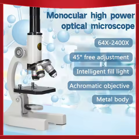 64X-2400X Science Monocular Optical Microscope School Children Experimental Biology Teaching Microsc
