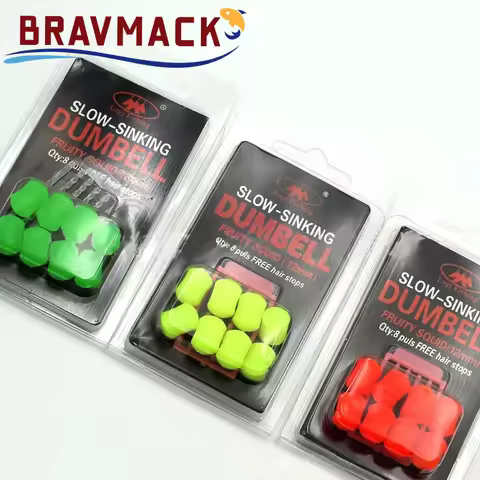 8Pcs/Pack Carp Fishing Bait Slow Sinking Dumbells Bait Fruity Squid Flavour Fake Food PopUp Tackle F