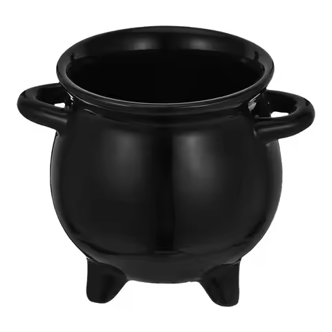 350ml Witches Cauldron Mini Halloween Candy Jar Ceramic Glossy Witch Pot Cookie Jar Candy Bowl Cauld