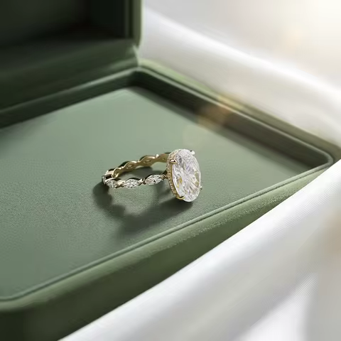 Latest Design Fine Ring Jewelry 18k Solid Gold Luxury Wedding Ring 5CT E VS2 Oval Lab Grown Diamond 