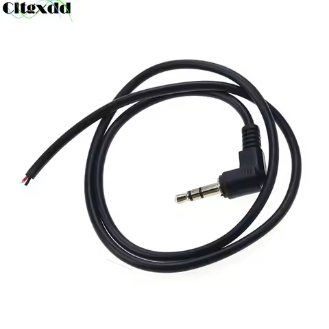 Cltgxdd 3.5mm 3Pole Stereo Headset Male Plug With Cable 90 Degrees Black Audio Jack Adaptor Connecto