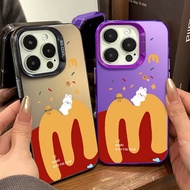 Graffiti McDonald's Bunny Phone Case Compatible for IPhone 13 14 15 11 12 Pro Max XR X/XS Max 7/8 Plus Se2020 Independent Lens Protective Frame Thickening Silicone