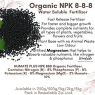 Bio Plus Organic NPK 8-8-8/NPK 888 Humate Plus Fertiliser/Fertilizer with Magnesium (MgO) - 2% Humate -10% Water Soluble