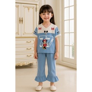 GIRLS' CUBRAI SET/ WITH CARTOON MOTIF IN DENIM FOR AGES 2 - 12 YEARS