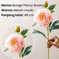 48CM Bunga Palsu Peony / Bunga Plastik Peony Premium