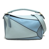 LOEWE Puzzle Bag 中型單肩包 322.30.S20 皮革 天藍色 二手女式 2way