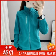 Jaket Bulu Wanita dengan Kolar Pendiri, Baju Bulu Polar Tebal, Jaket Luar dengan Lapik Dalaman, Jake