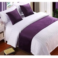 bantal sofa bed runner hotel bed scarf syal tempat tidur modern coklat - ungu runner 180x50