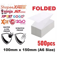 500pcs Direct Thermal Sticker FOLDED A6 100x150mm Air Waybill sticker