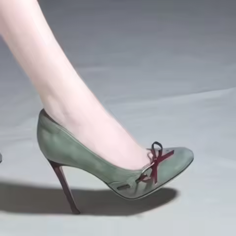 2025 New Giant Good-looking New Chinese Shoes with Cheongsam Green Retro Gentle Thin Heel Single Sho