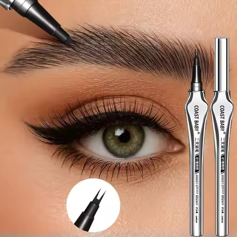 Natural Hair-Like Strokes Eyebrow Pen COAST BABY 2 Forks Tip Waterproof Long Lasting Smudge Proof Br