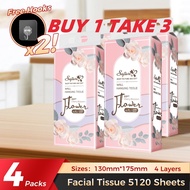 4 Packs 5120 sheets 4Ply Facial Tissue Wall Hanging Paper Towels Toilet paper SM