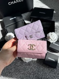 Chanel 24S 新款櫻花粉紫色 card holder 卡包卡片套銀包手鏈耳環 mini cc bracelet earrings