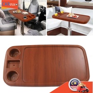RV Table Top with 2 Cup Holders 34.25x18.31in Wood Grain Rectangular Boat Tabletop Panel for Marine 