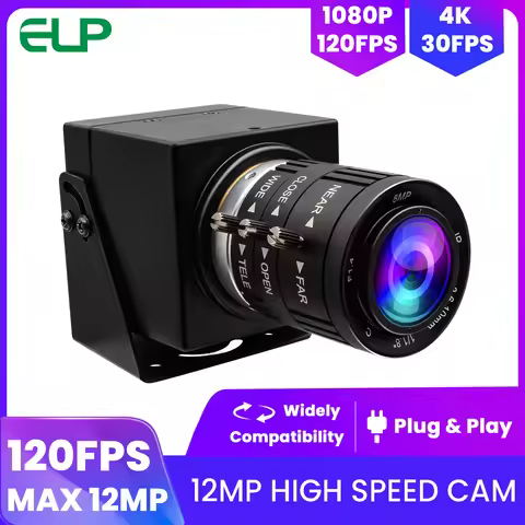 ELP 12MP High Speed Zoom Webcam 4K 30FPS/ 1080P 120fps CS Lens Camera IMX577 Low Light USB Lightburn