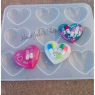 Mold of 9 hearts used in crafting Resin, Jesmonite, Soap...