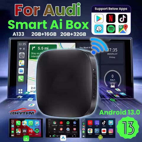 CarPlay Ai Box Android 13 Wireless Android Auto For Netflix Youtube For Audi A3 A4 Q2 R8 TT A8 e‑tro