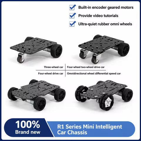 R1 Series Mini Smart Car Chassis 3WD 4WD Wheel Balancing Trolley MG310 Encoder DC Gear Motor for Pro