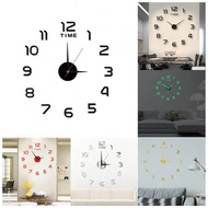 【COLORFUL】Frameless DIY Sticker Wall Clock Modern 3D Mirror Design Office Home Shop Decor