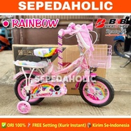 Sepeda Anak Perempuan Bnb Rainbow Ukuran 12 16 18 Inch Keranjang Kupu