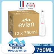 evian Natural Mineral Water Glass Bottle (12 x 750ml Case)