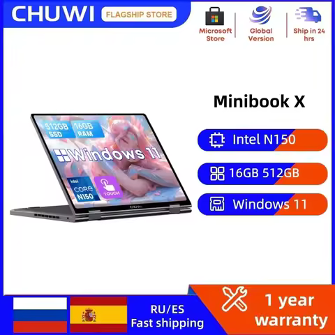 CHUWI MiniBook X Intel N150 2-in-1 Tablet Laptop 16GB LPDDR5 512G SSD 10.51'' 2K FHD WiFi6 BT5.2 Ult