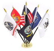 Ant Enterprises. Military Armed Forces 5 Branch Service Miniature Flag Desk Set