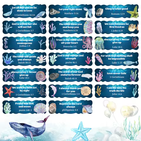 200 Pcs Sea Style Scripture Inspirational Stickers Bible Verse Stickers Christian Planner Religious