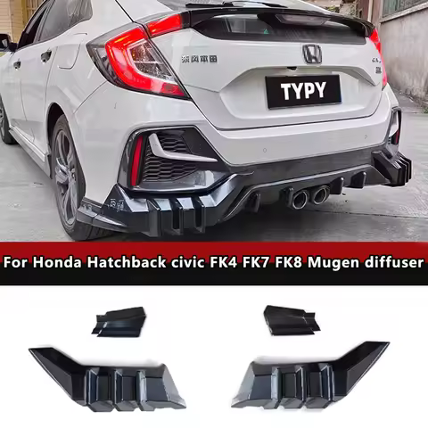 For Honda Civic 16-21 10th generation hatchback Civic FK4 FK7 rear diffuser rear R style spoiler mod
