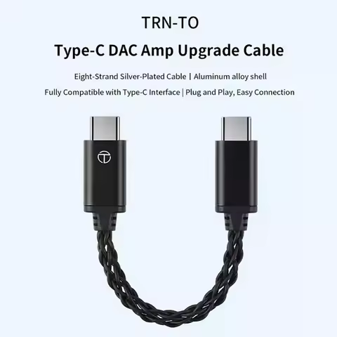 TRN TO Type C To Type C DAC Amp Upgrade Cable Hifi Adapter Earphone Amplifier 8Strand Silver-Plated 