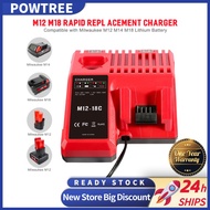 【POWTREE】 Milwaukee M12-18C Li-ion Battery Charger for Milwaukee M12/M14/M18 Rapid Fast Charger Peng