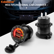 Kebidumei QC3.0 PD Dual USB Charger Socket Voltmeter Switch 12V 24V 36W 7A Fast Charging USB Outlet For Car Boat Motorcycle Truck