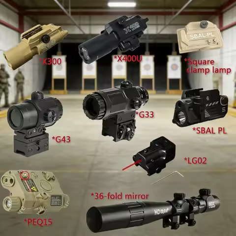 G33/G43/X300/X400U/PEQ-15/LG02 CS Game Gear Tactical Laser Flashlight Combo 20mm Rail