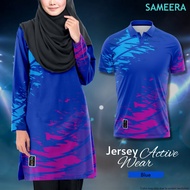Jersey Active Wear | Woman | Blue | Jersey Muslimah | Saiz XS-4XL | | Sejuk Selesa